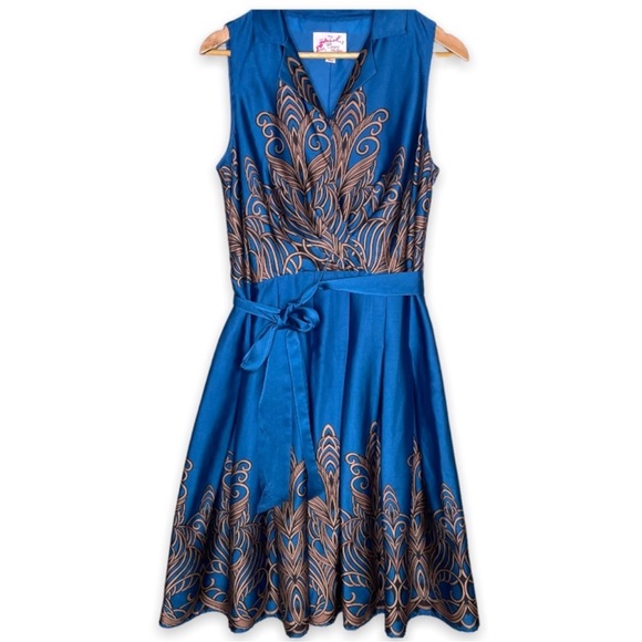 ceces new york Dresses & Skirts - Cece’s New York Art Deco Belted Collar Midi Dress